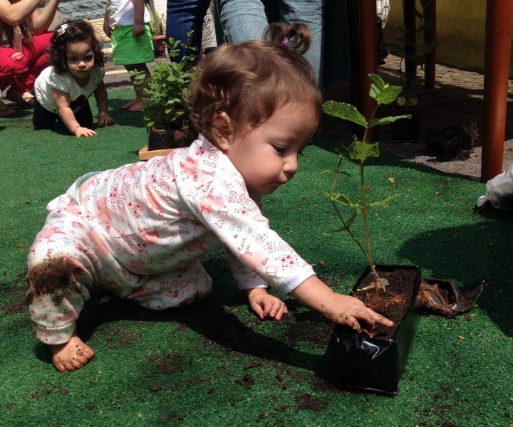 criança plantando uma horta